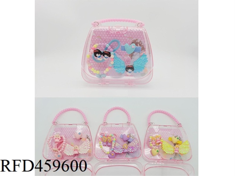 HANDBAG JEWELRY SET (BRACELET + HAIR ROPE PAIR +BB HAIRPIN + HAIRPIN)