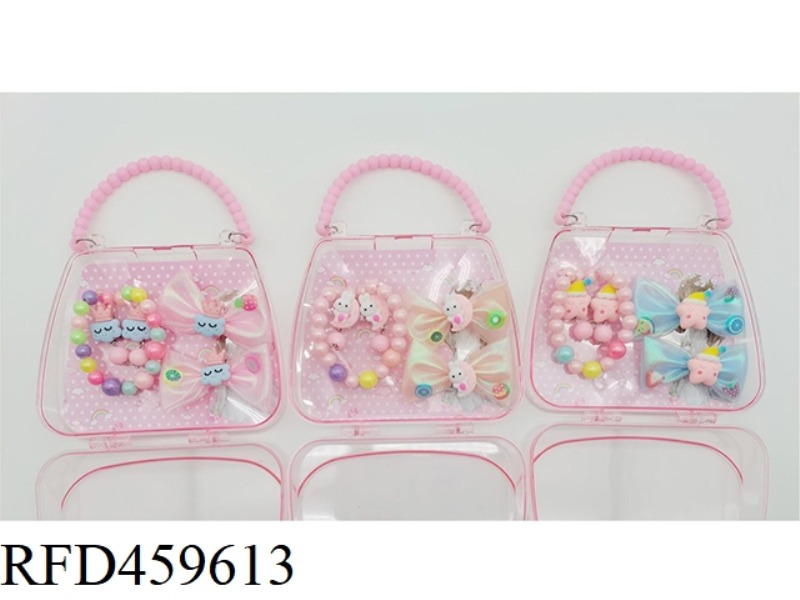 HANDBAG JEWELRY SET (BRACELET + EARRINGS + A PAIR OF HAIRPINS)