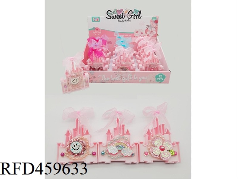 CASTLE RIBBON BOX JEWELRY SERIES HAIRPIN + RING + BRACELET 12PCS