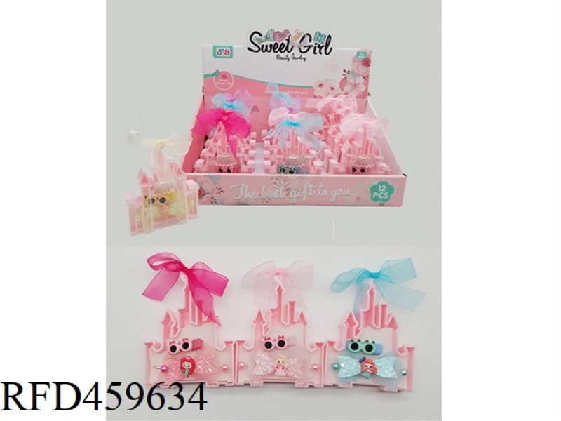 CASTLE RIBBON BOX JEWELRY SERIES HAIRPIN + RING + BRACELET 12PCS