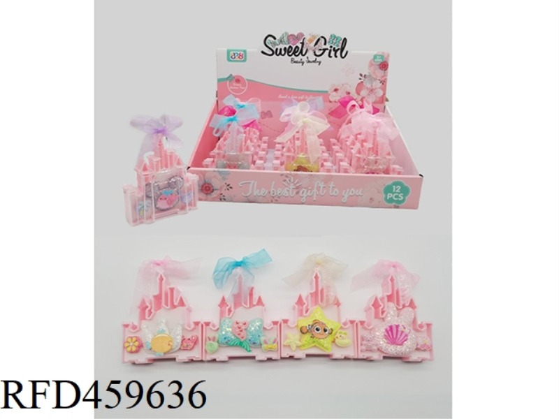 CASTLE RIBBON BOX JEWELRY SERIES HAIRPIN + RING 12PCS