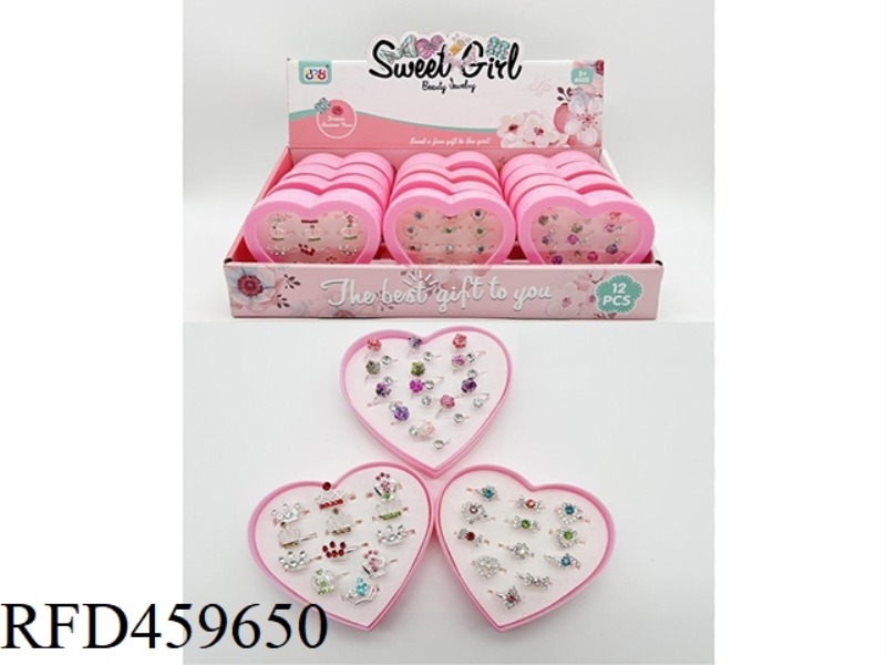 LOVE PEACH BOX RING ALLOY RING 12PCS
