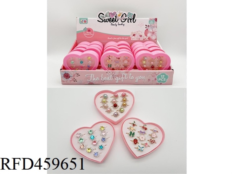 LOVE PEACH BOX RING ALLOY RING 12PCS