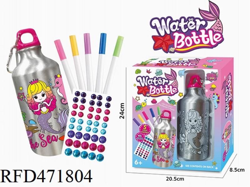 DIY MERMAID GRAFFITI WATER BOTTLE (500ML 5 COLOR WATERCOLOR PENS)