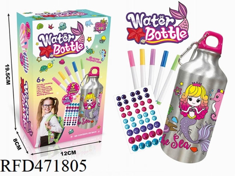 DIY MERMAID GRAFFITI WATER BOTTLE (500ML 5 COLOR WATERCOLOR PENS)