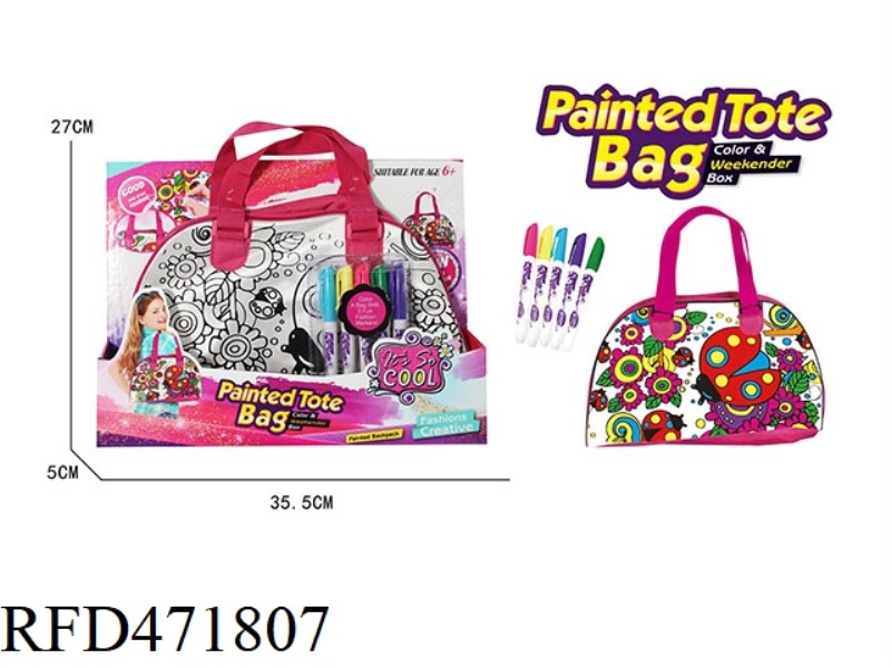 LADYBUG - DIY PAINTED WATERCOLOR TOTE (5 COLOR WASHABLE PENS)