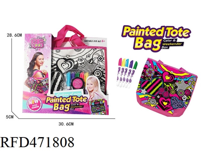 CHERRY - DIY PAINTED WATERCOLOR TOTE (5 COLOR WASHABLE PENS)