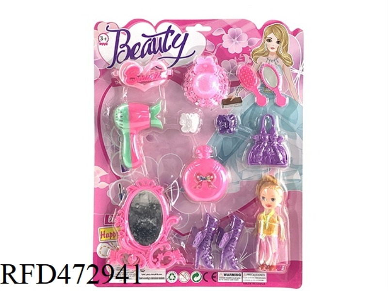 SMALL HATS, SMALL SHOES, SMALL MIRRORS, SMALL HAIR DRYERS AND OTHER ACCESSORIES WITH 3-INCH ACCESSOR