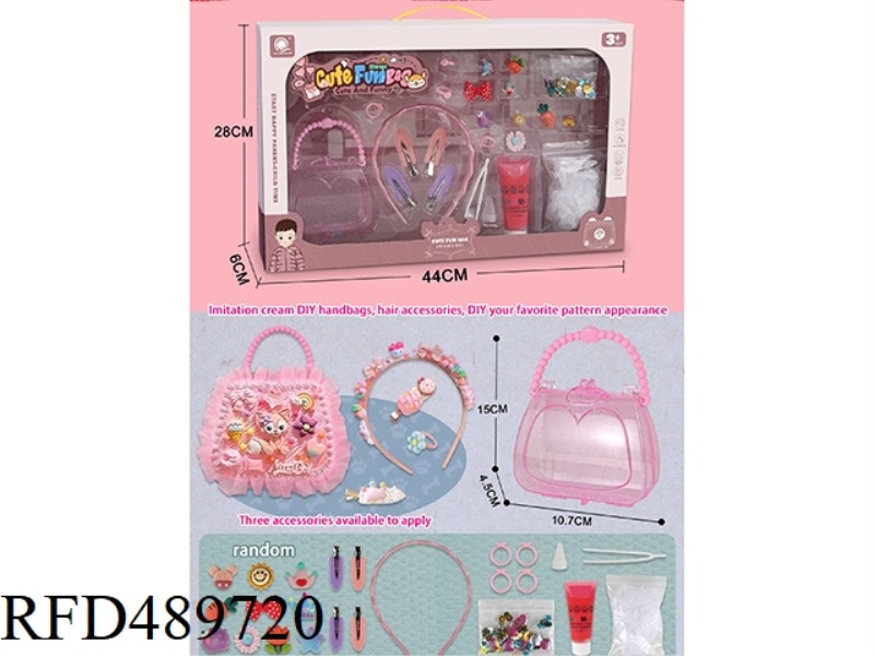DIY BAG WITH CREAM GLUE (WITH HAIR CLIP, BAND AND RING)