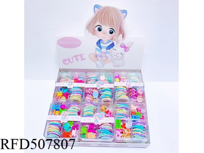 TIE HAIR BAND + GRAB HAIR CLIP 12PCS