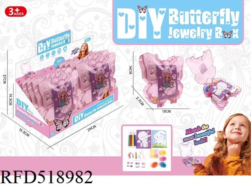 FLOWER BUTTERFLY DIY BEADED JEWELRY BOX (2 COLORS MIXED) 12PCS