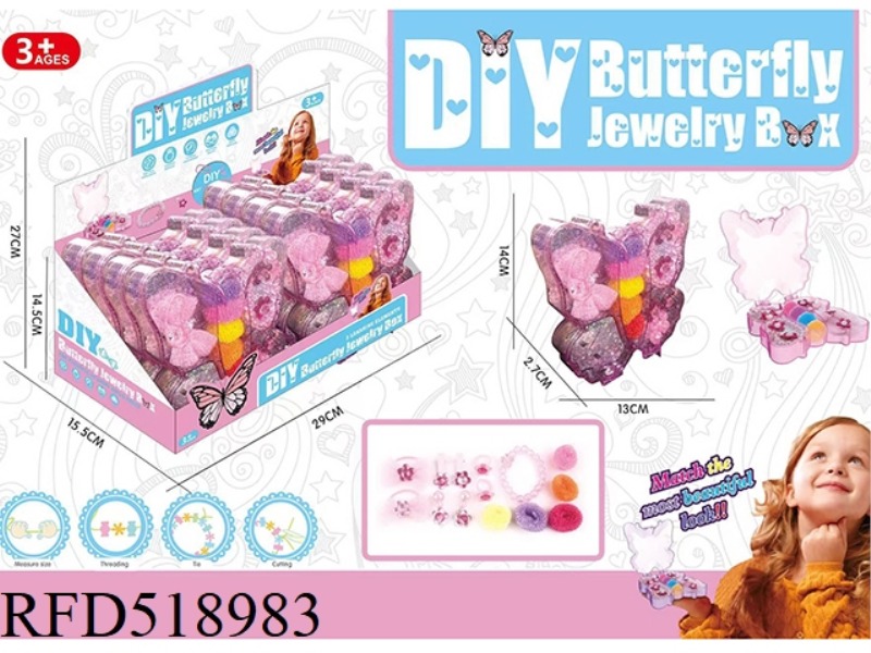 FLOWER BUTTERFLY DIY BEADED JEWELRY BOX (2 COLORS MIXED) 12PCS