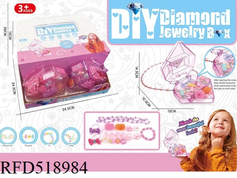 DIAMOND BOX DIY BEADED JEWELRY BOX (2 COLORS MIXED) 8PCS