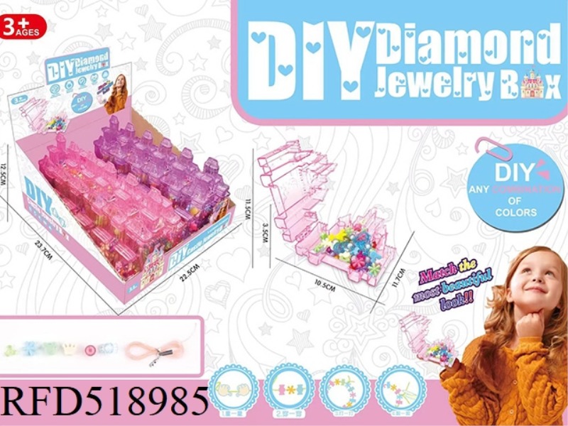 CASTLE BOX DIY BEADED JEWELRY BOX (2 COLORS MIXED) 12PCS