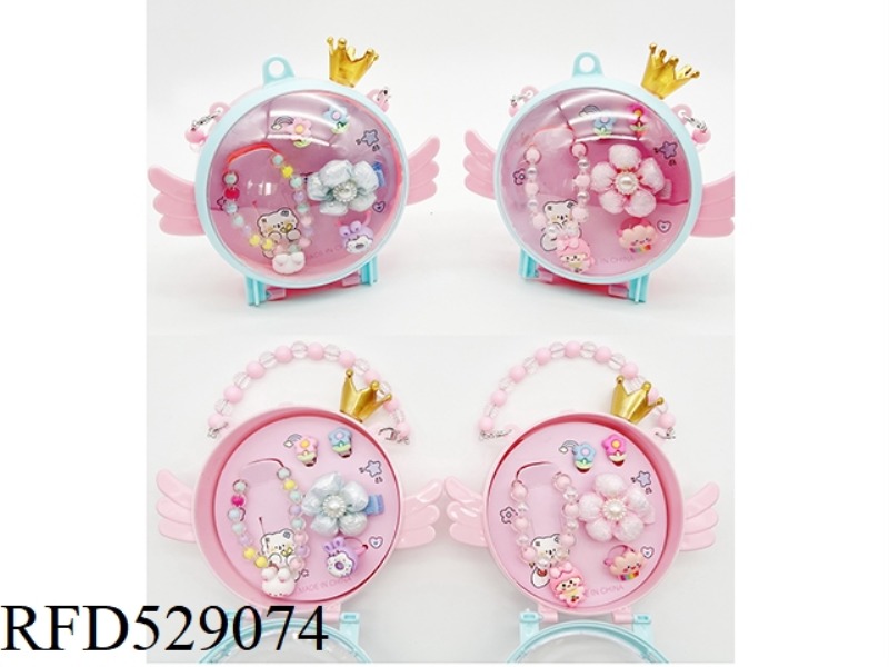 GIRL ACCESSORIES ANGEL HAND CASE SET (BRACELET + HAIRPIN + STUD + RING)