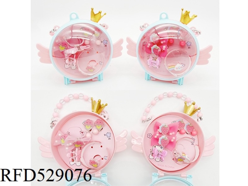 GIRL'S ACCESSORIES ANGEL HAND HOLDING BOX SET (BRACELET + HAIRPIN + EAR PENDANT)