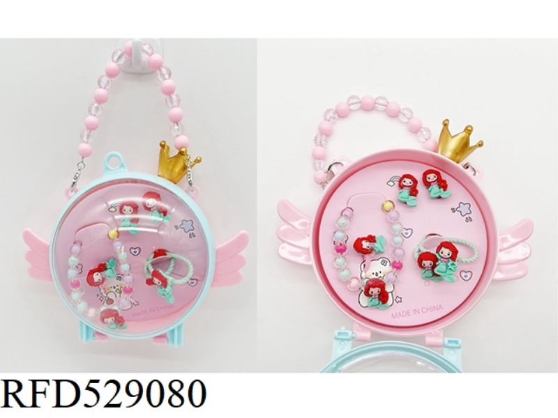 GIRL ACCESSORIES ANGEL HAND BOX SET (BRACELET + STUD + HAIR ROPE + RING) MERMAID