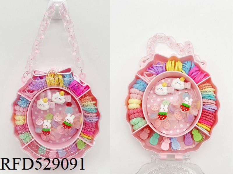 GIRL'S ACCESSORIES HAND-HELD BOX SET (2 PAIRS OF HAIR CLIPS + HAIR ROPE)
