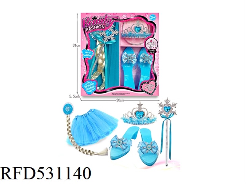 PRINCESS SHOES CROWN WIG BRAID MAGIC STICK GAUZE SKIRT ORNAMENT SUIT