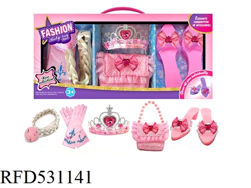PRINCESS SHOES CROWN WIG BRAID HANDBAG GLOVES GAUZE SKIRT ORNAMENT SUIT