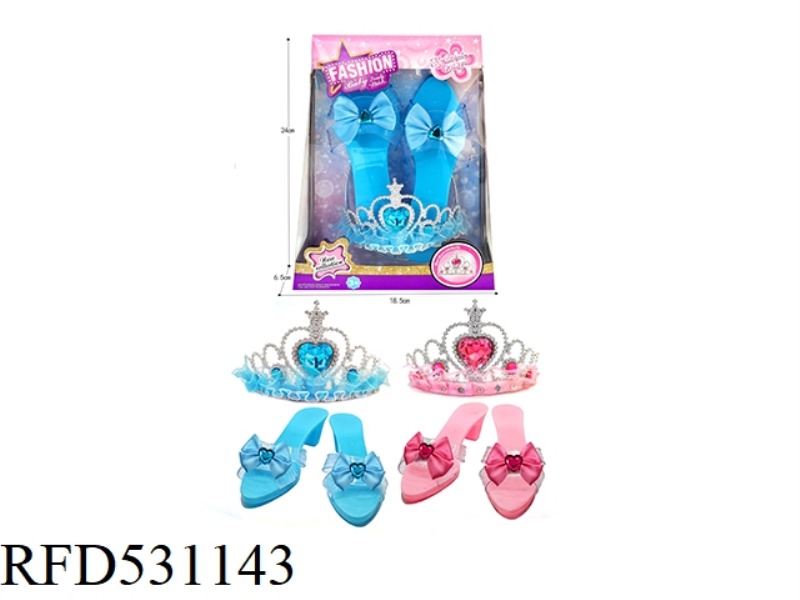 GIRL PRINCESS SHOES LACE UP CROWN ORNAMENTS SET
