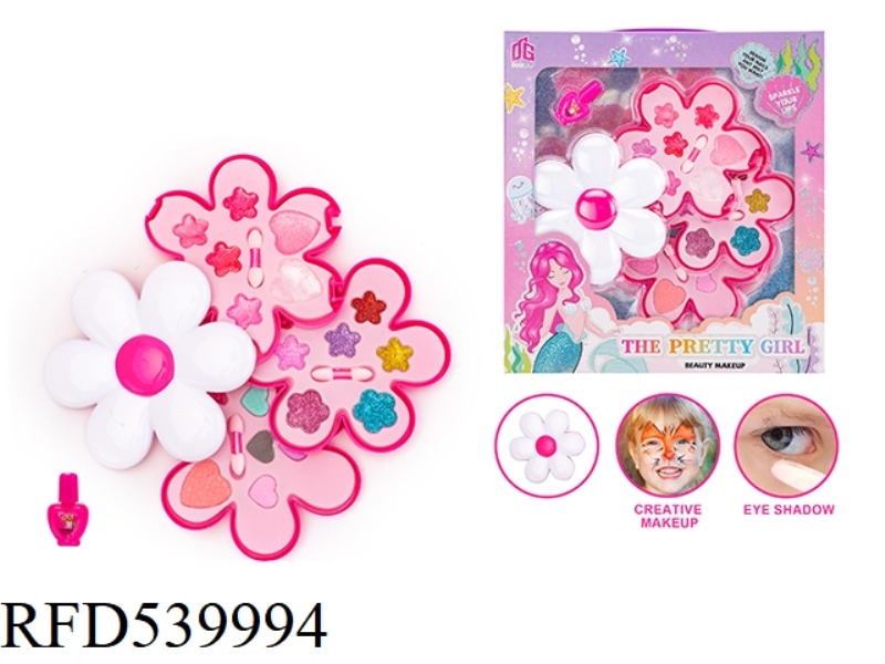 ORNAMENTS MANICURE GROOMING FAMILY SIX-PETAL FLOWER DIY THREE-LAYER ROTATING BOX