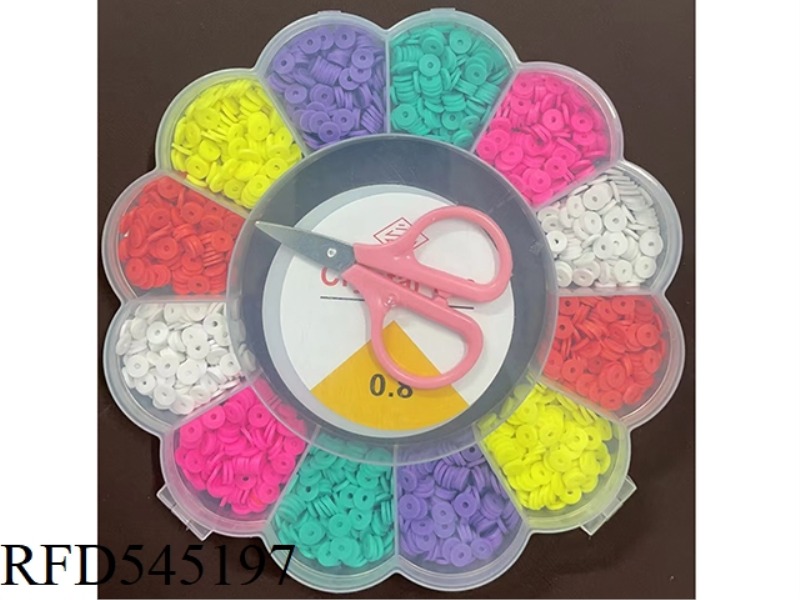 FLOWER BOX 12 CELLS POLYMER SHEET BEADED BOX (WITH SCISSORS + WIRE BOX)
