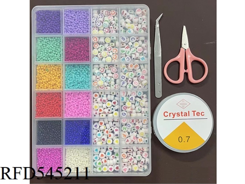 24 GRID BEAD + LETTER BEAD BEADING BOX (WITH SCISSORS + THREAD BOX + CLIP)