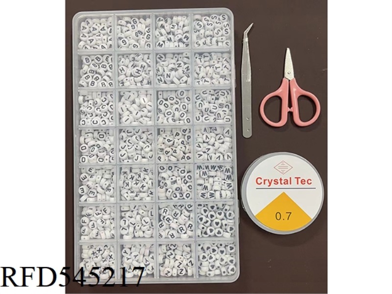 28 BOXES WITH 26 LETTER BEADING BOXES (WITH SCISSORS + WIRE BOX + CLIP)