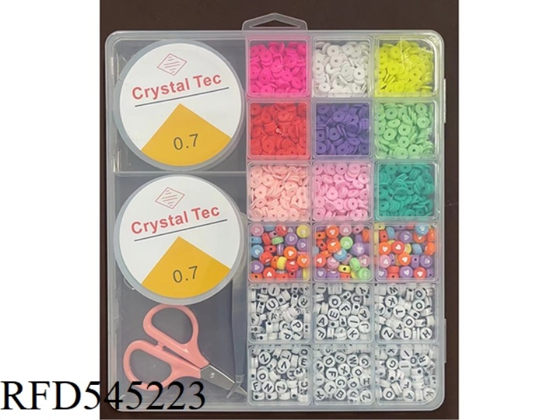 2 LARGE 20-GRID BEADED BOXES (WITH SMALL POLYMER CLAY)