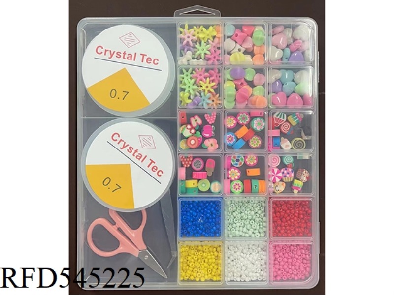 2 LARGE 20-GRID BEADED BOXES (WITH LARGE POLYMER CLAY + FINE BEADS)