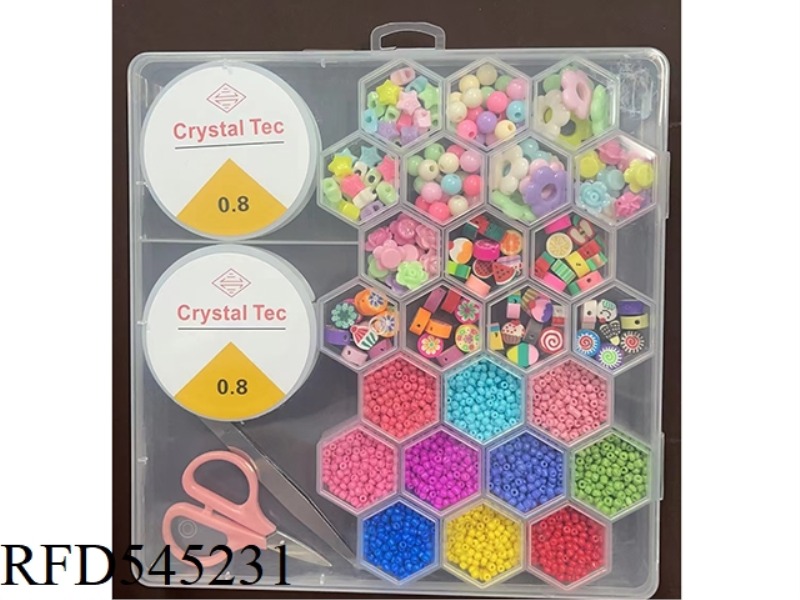 24 HONEYCOMB LARGE POTTERY PIECES + BEADS BEADING BOX