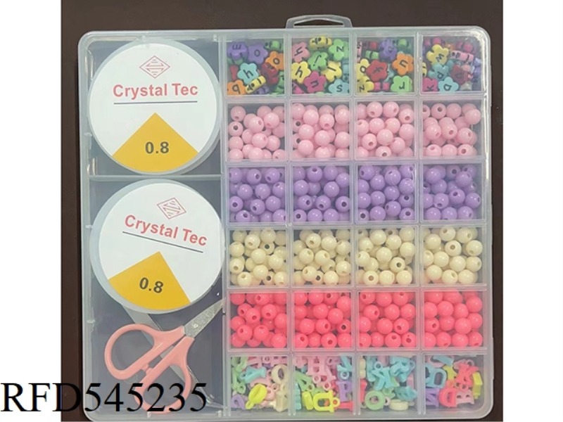 2 LARGE 26 CHECK PLUM LETTER BEADS + PLAIN BEADS BEADING BOX
