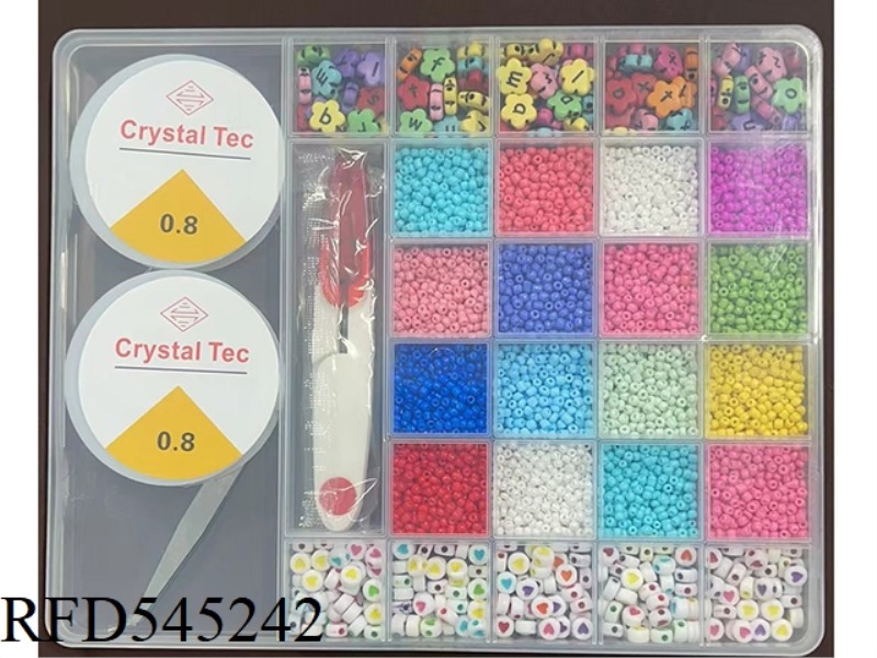 2 LARGE 28 BOXES (WITH LARGE SCISSORS) LETTER + BEAD BEADING BOX