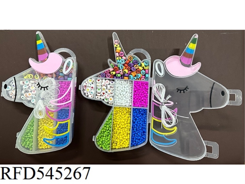 RUSSIAN 9 GRID UNICORN PRINTED BEADED BOX (FINE BEADS + COLORED BEADS)
