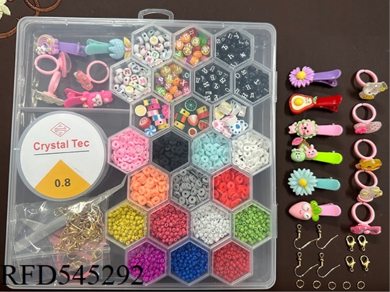 RUSSIAN 26 GRID HONEYCOMB BEADED BOX (WITH HAIRPIN + RING + LOBSTER BUTTON + EARRING + CERAMIC SHEET