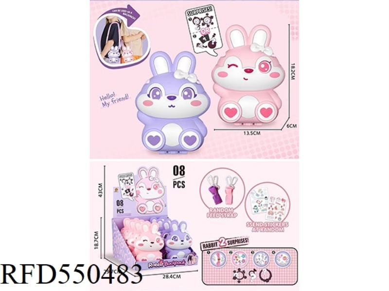 BEADED BACKPACK RABBIT 8PCS