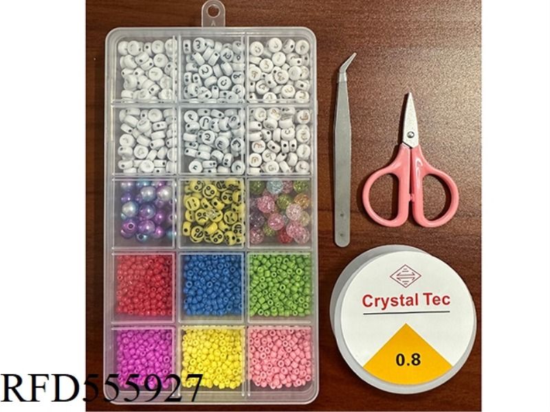 WEN 15 GRID BEADED BOX (WITH WIRE BOX + SCISSORS + CLIP + BEAD + EXPRESSION BEAD)