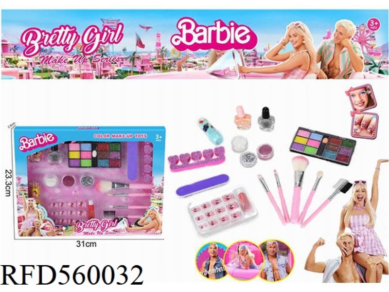 BARBIE SERIES EYE SHADOW LIPSTICK NAIL MAKEUP BRUSH SET