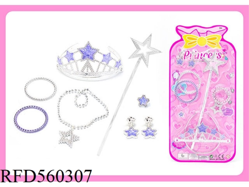 CROSS-BORDER GIRL TOY PRINCESS FAIRY WAND MAGIC WAND ELECTROPLATED CROWN JEWELRY JEWEL CRYSTAL DRESS