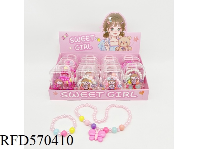 TROLLEY BOX JEWELRY SET (NECKLACE + BRACELET) 12PCS