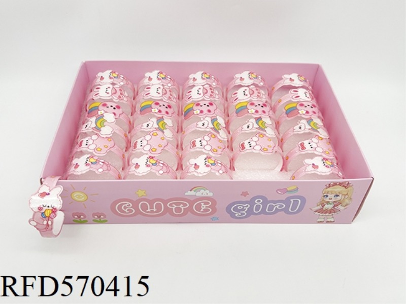 GIRL JEWELRY BRACELET WHITE RABBIT 24PCS