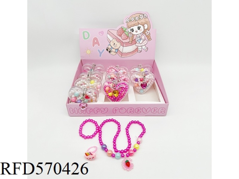 HEART BOX JEWELRY (NECKLACE + BRACELET + RING) 12PCS