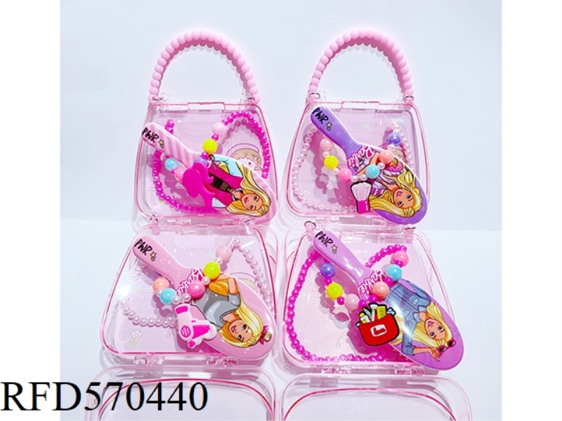HANDBAG JEWELRY SET (NECKLACE + MASSAGE COMB) BARBIE