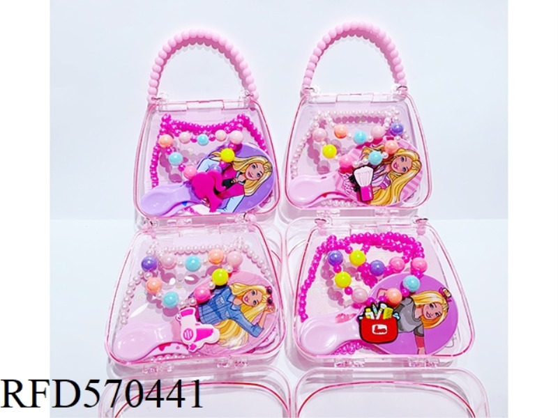 HANDBAG JEWELRY SET (NECKLACE + COMB MIRROR) BARBIE