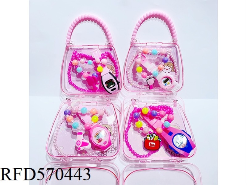 HANDBAG JEWELRY SET (NECKLACE + BRACELET + WATCH) BARBIE