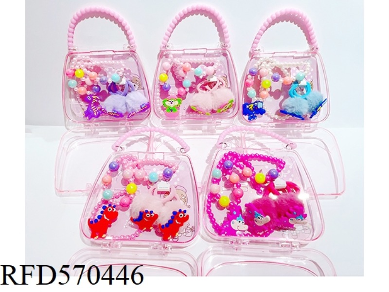 HANDBAG JEWELRY SET (NECKLACE + BRACELET + HAIRBALL TIE)