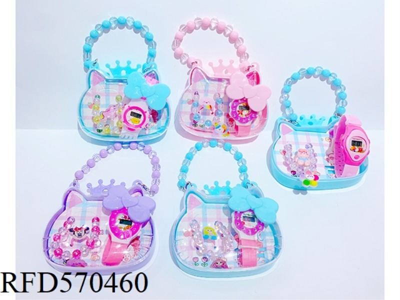 KITTY BOX JEWELRY SET WATCH