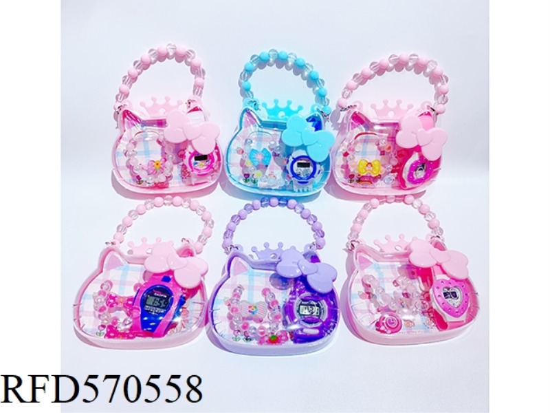 KITTY BOX JEWELRY SET WATCH
