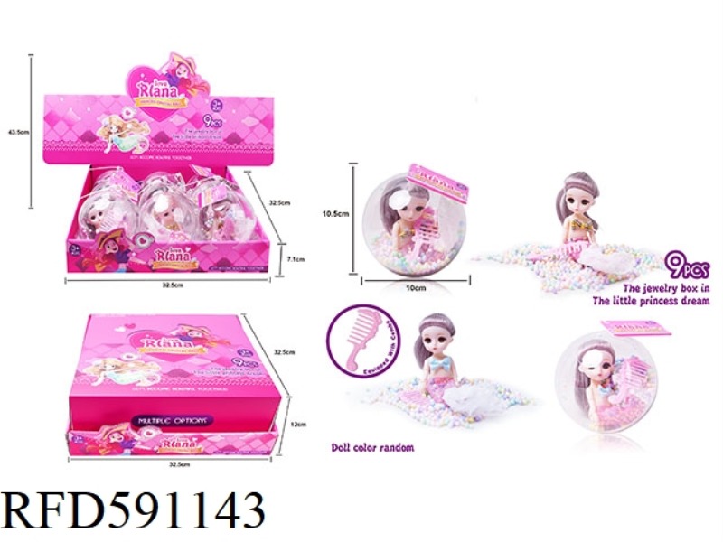 MERMAID MINI BARBIE ACCESSORIES CRYSTAL BALL GIRLS PLAY HOUSE TOYS 9PCS A BOX /18 DISPLAY BOXES